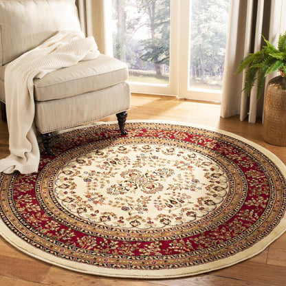 LYNDHURST, IVORY / RED, 5'-3" X 5'-3" Round, Area Rug, LNH331A-5R