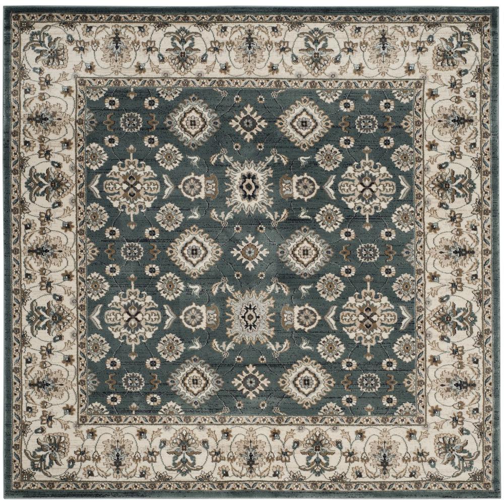 LYNDHURST, TEAL / CREAM, 7' X 7' Square, Area Rug
