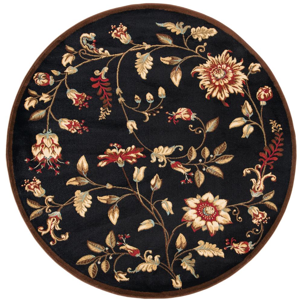 LYNDHURST, BLACK / MULTI, 5'-3" X 5'-3" Round, Area Rug, LNH552-9091-5R