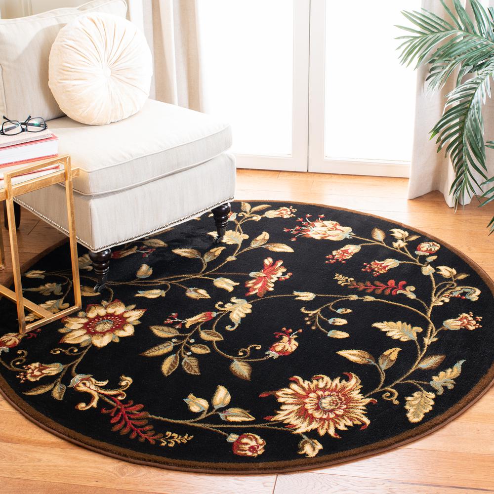 LYNDHURST, BLACK / MULTI, 5'-3" X 5'-3" Round, Area Rug, LNH552-9091-5R