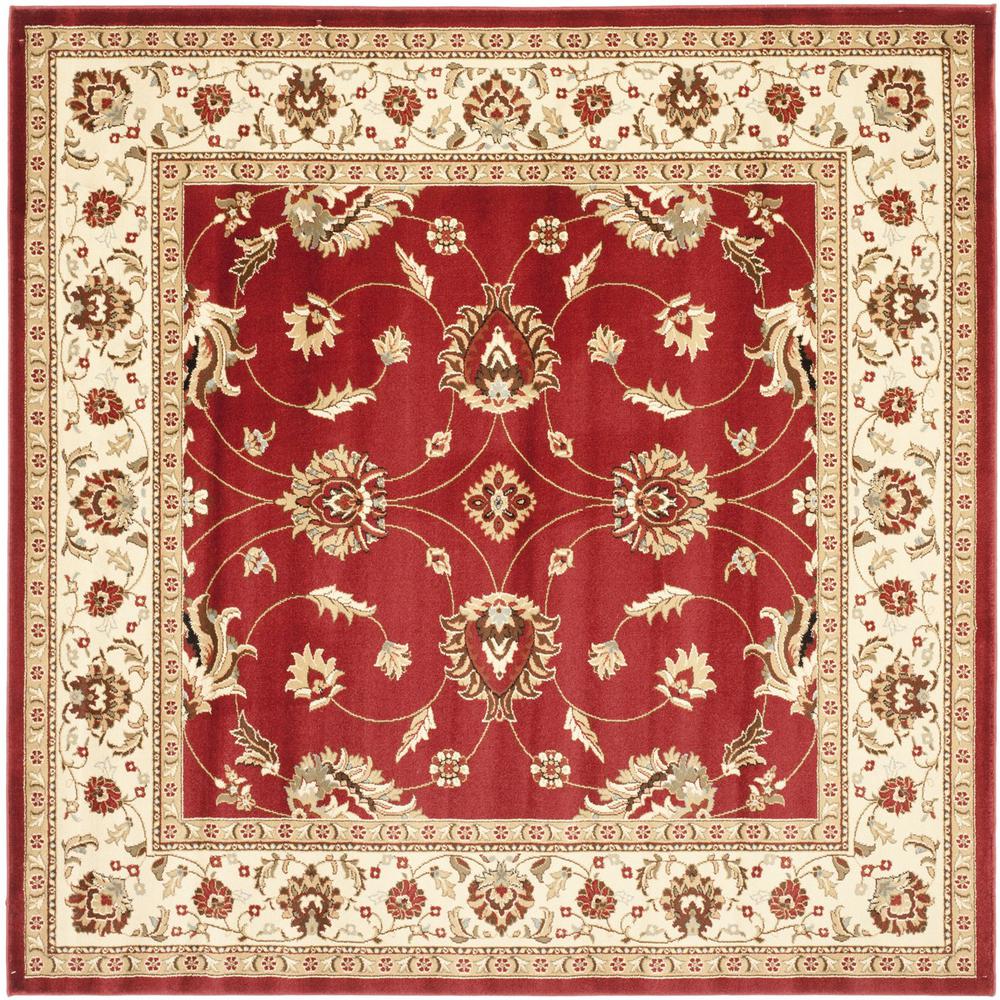 LYNDHURST, RED / IVORY, 6'-7" X 6'-7" Square, Area Rug, LNH553-4012-7SQ