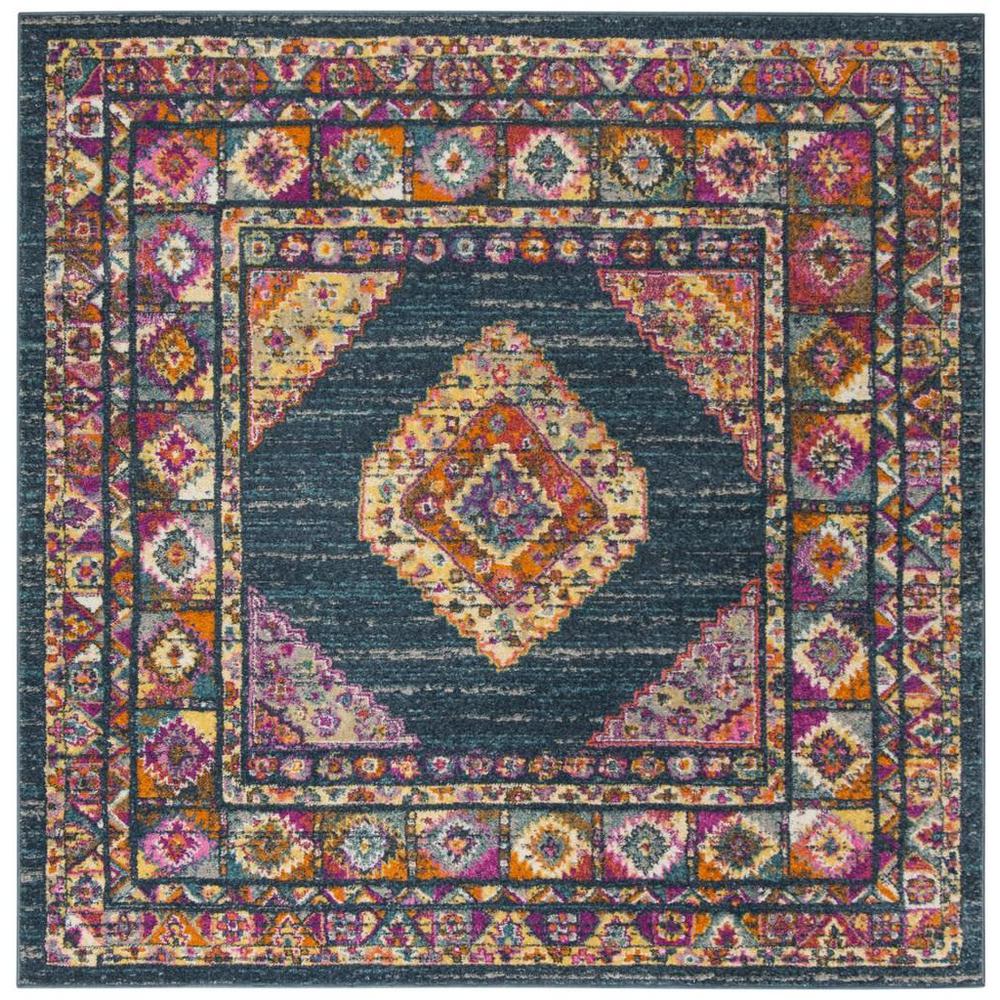 MADISON, BLUE / FUCHSIA, 5'-1" X 5'-1" Square, Area Rug