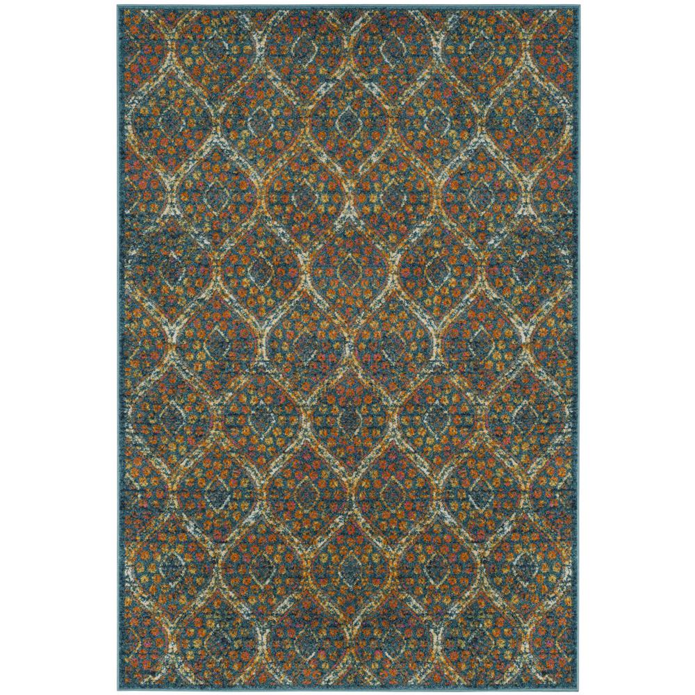 MADISON, BLUE / ORANGE, 5'-1" X 7'-6", Area Rug, MAD140A-5