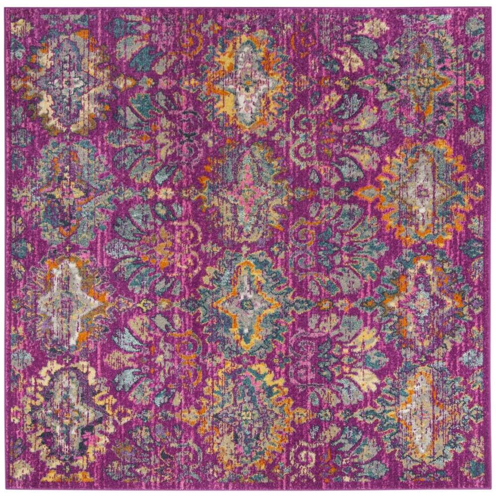 MADISON, FUCHSIA / BLUE, 6'-7" X 6'-7" Square, Area Rug, MAD144F-7SQ