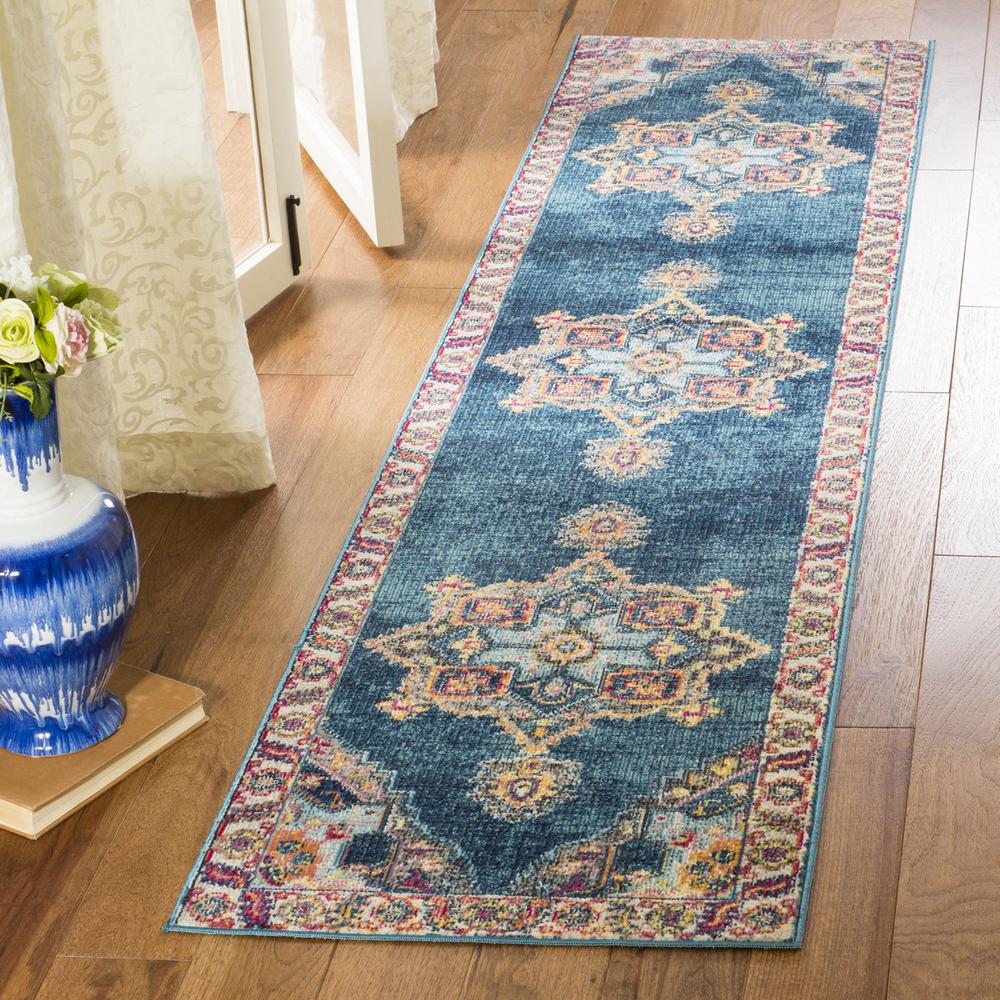 MERLOT 100, BLUE / MULTI, 2' X 6', Area Rug