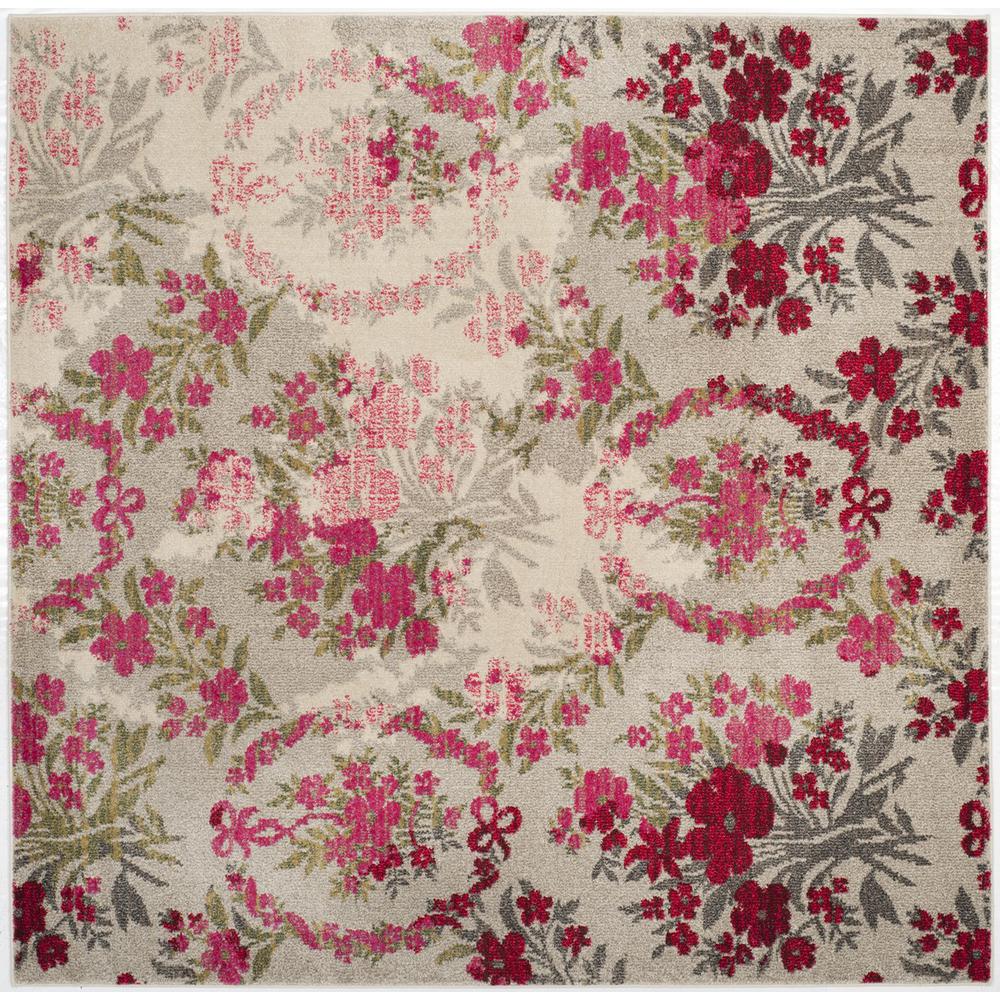 MONACO, IVORY / PINK, 6'-7" X 6'-7" Square, Area Rug, MNC205R-7SQ