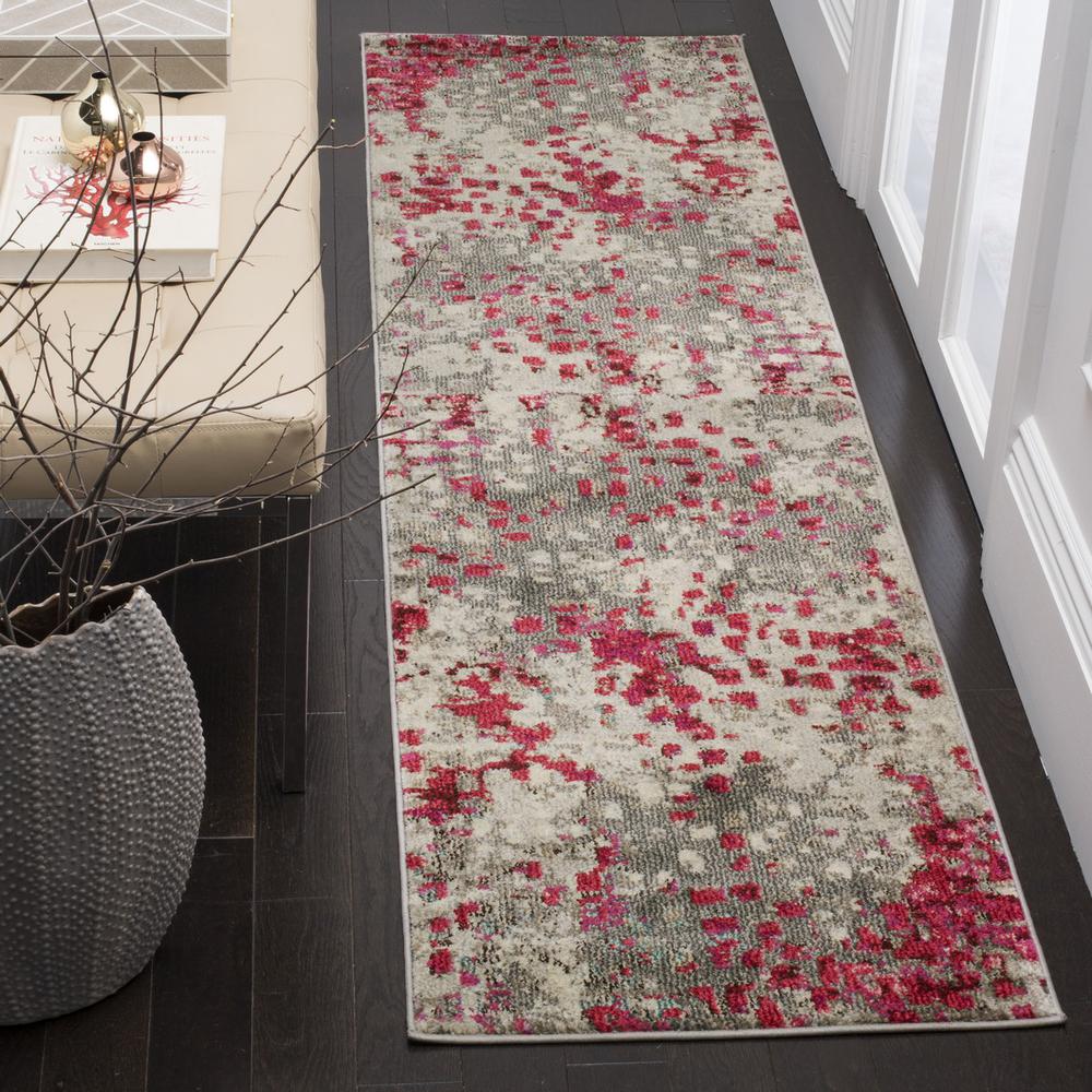MONACO, GREY / FUCHSIA, 2'-2" X 10', Area Rug