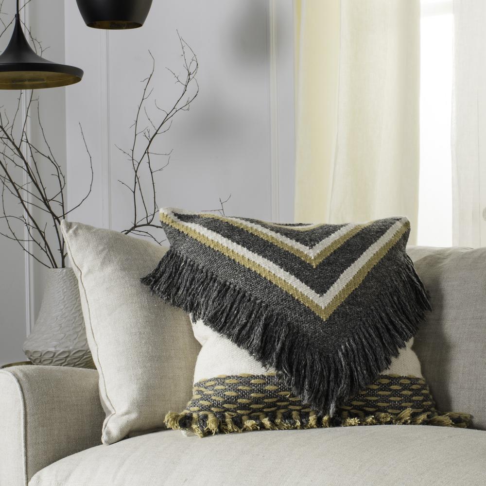 Elettra 20" Pillow, Charcoal/Gold