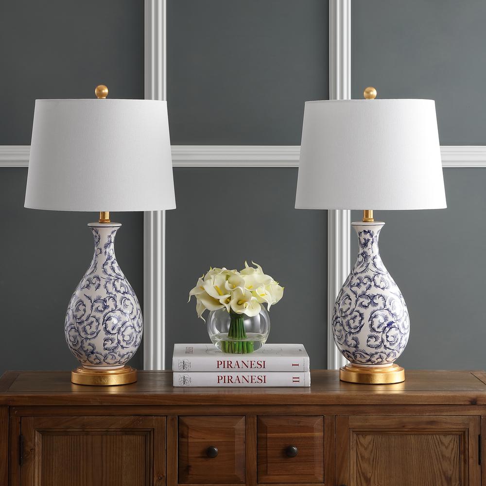 Avi Table Lamp, Blue/White