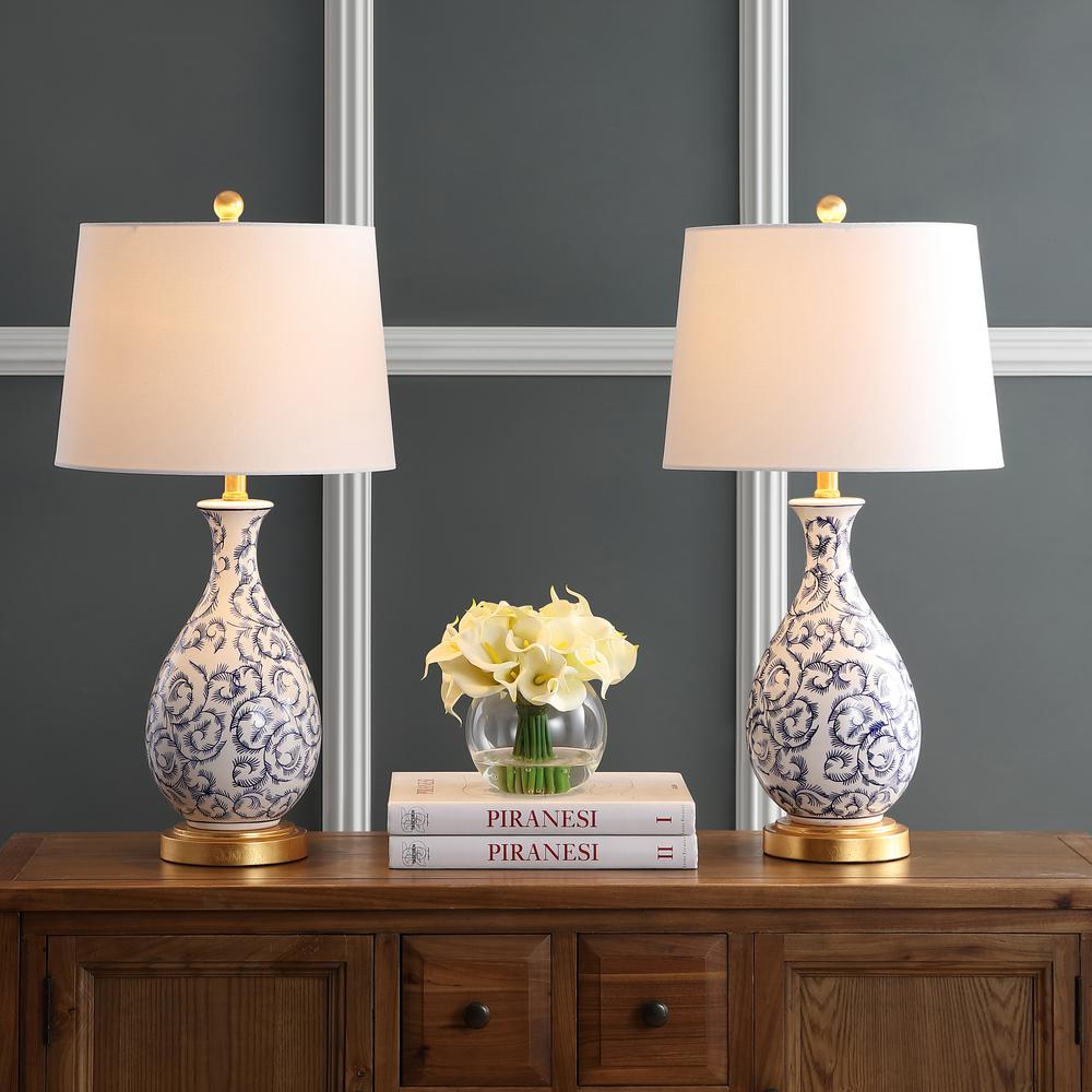 Avi Table Lamp, Blue/White