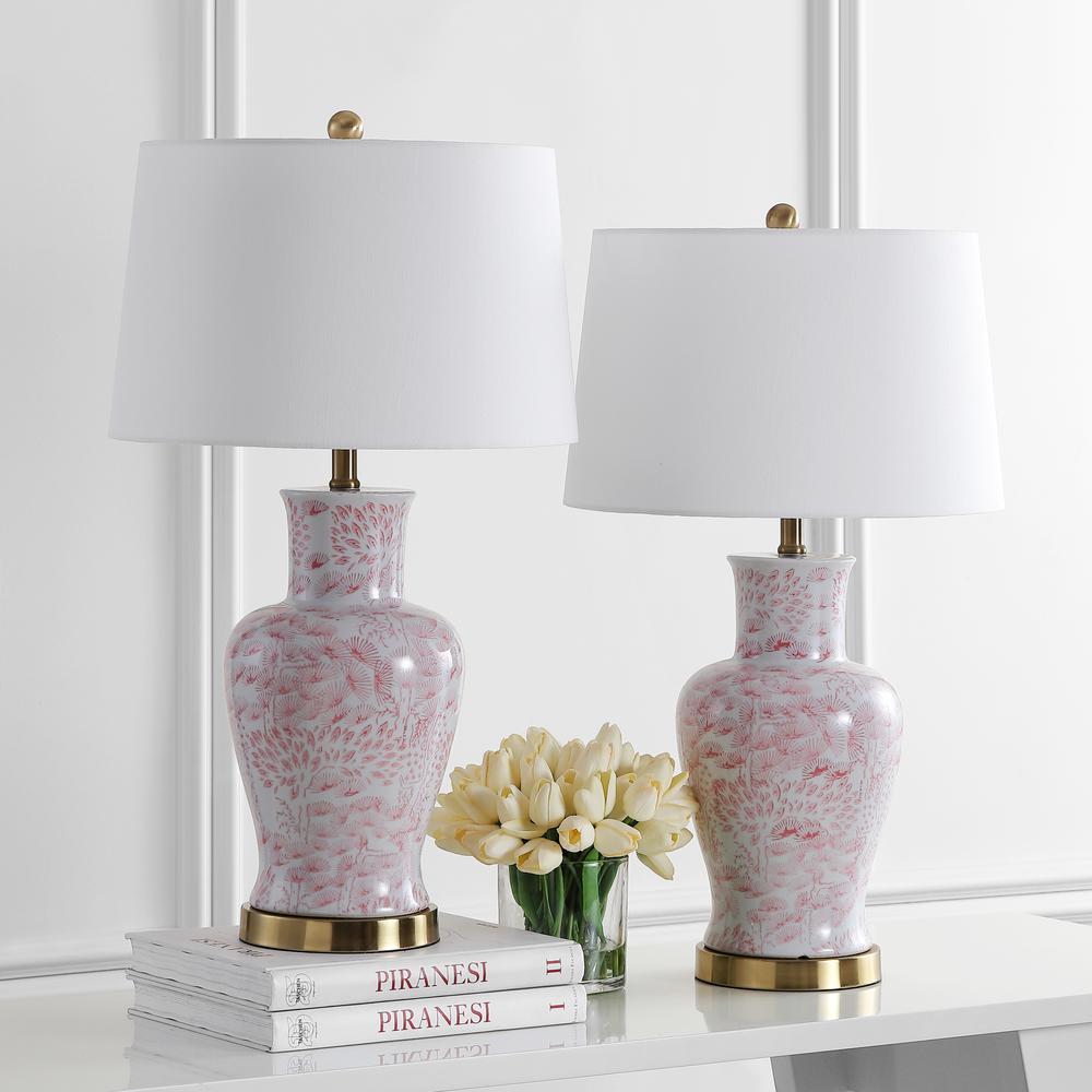 Calli Table Lamp, Pink/White