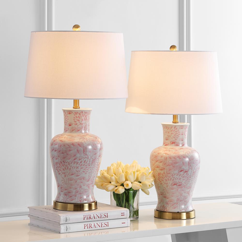 Calli Table Lamp, Pink/White