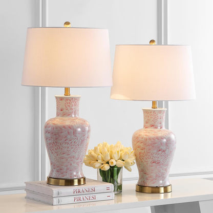Calli Table Lamp, Pink/White