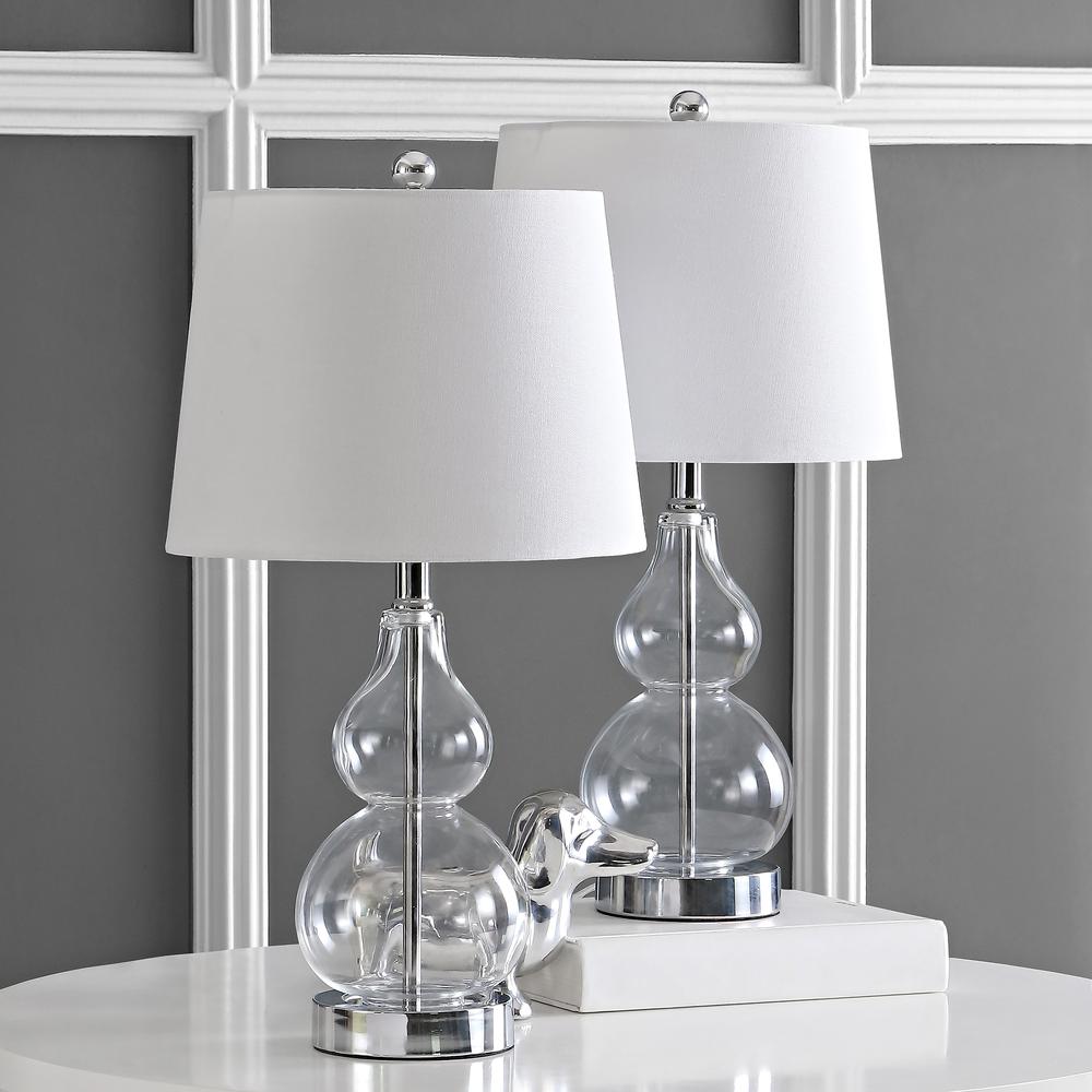 Brisor Table Lamp, Blue/Chrome