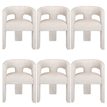 Jacquard Modern Accent Armchair, Sculptural Frame, Natural, Set of 6