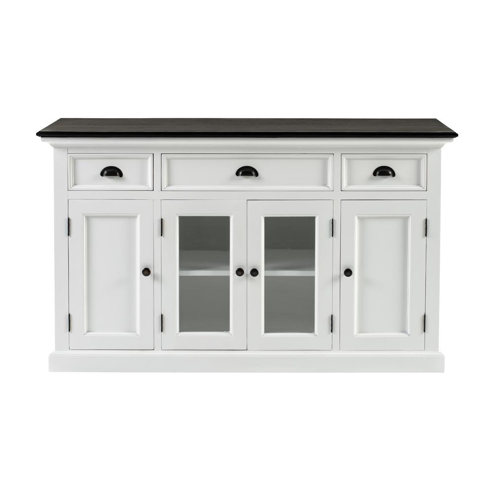 Two-Tone Classic Buffet with Glass Doors and Drawers, Belen Kox