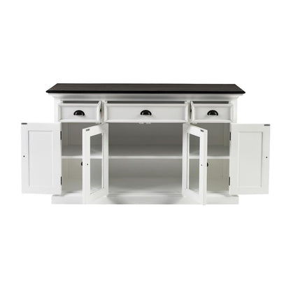 Two-Tone Classic Buffet with Glass Doors and Drawers, Belen Kox