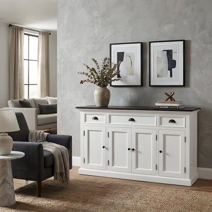 Mahogany Veneer Kitchen Buffet Sideboard with Drawers and Storage Cabinet