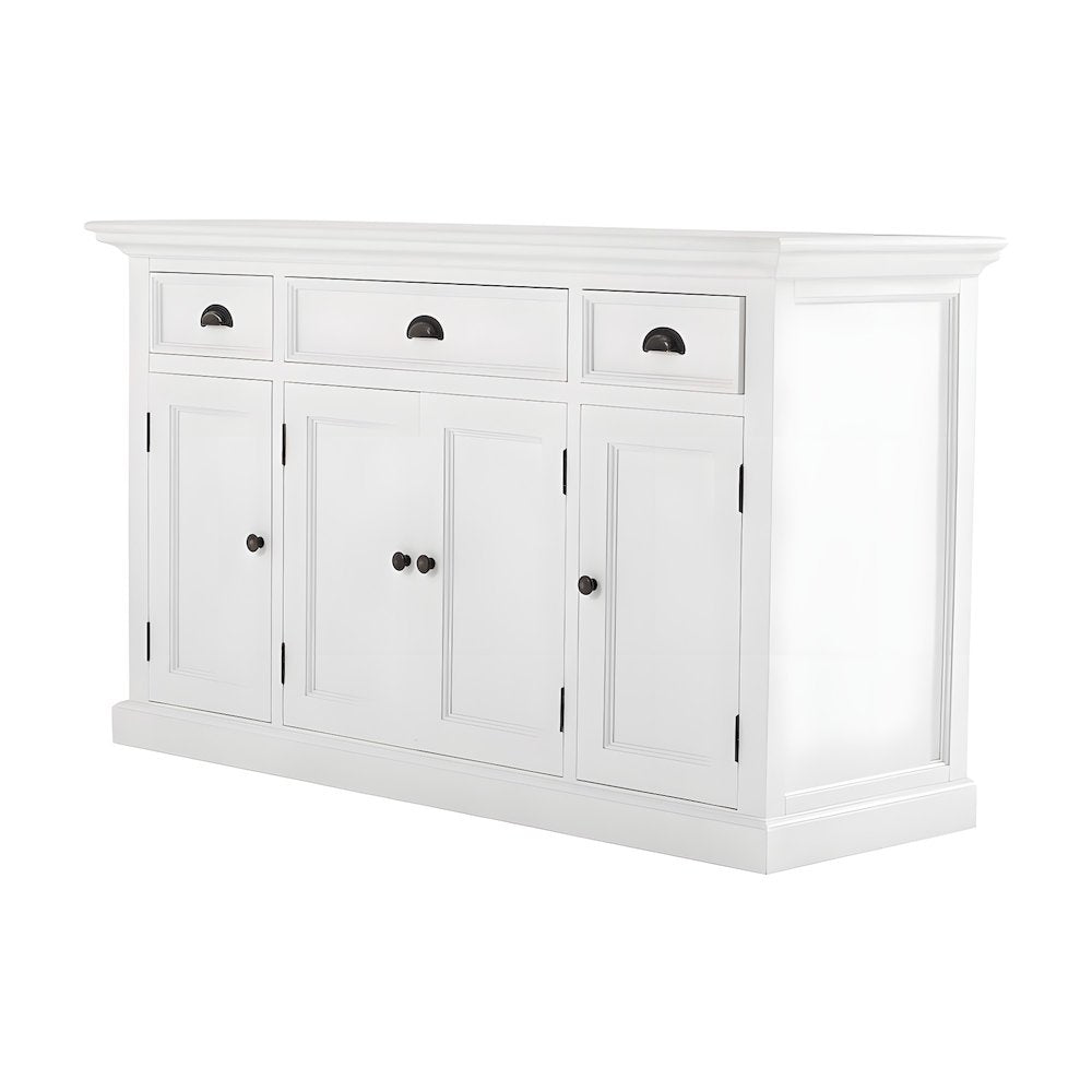 Mahogany Kitchen Buffet with Doors, Drawers, and Antique Brass Hardware