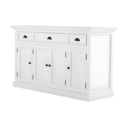 Mahogany Kitchen Buffet with Doors, Drawers, and Antique Brass Hardware