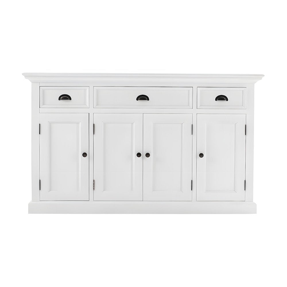 Mahogany Kitchen Buffet with Doors, Drawers, and Antique Brass Hardware