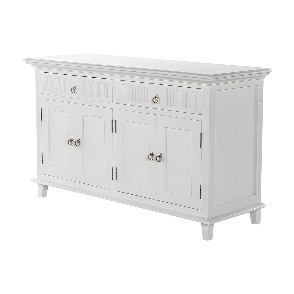 Mahogany and MDF Kitchen Buffet with Four Doors and Brass Hardware with Storage