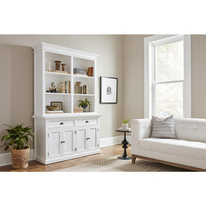Halifax Classic White Buffet Hutch Unit with 6 Shelves