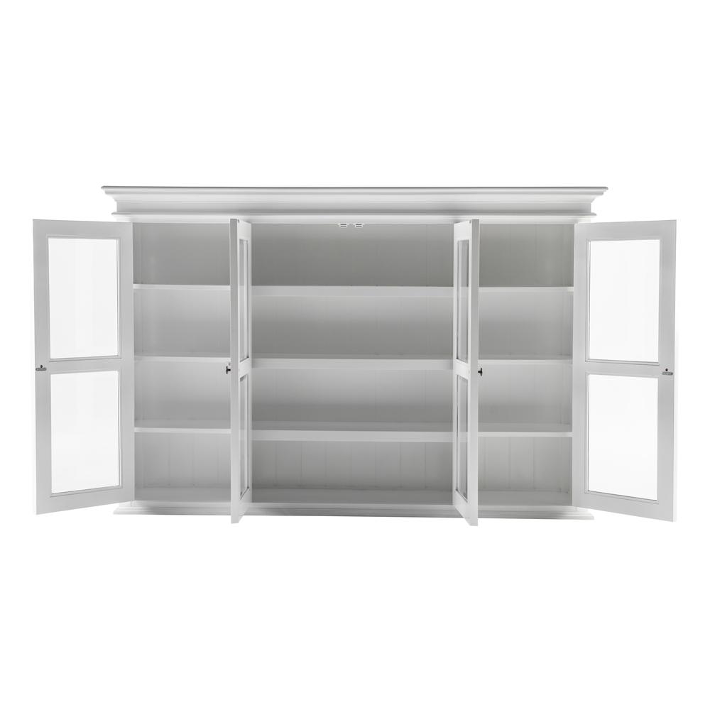 Halifax Classic White Buffet Hutch Unit with 4 Glass Doors
