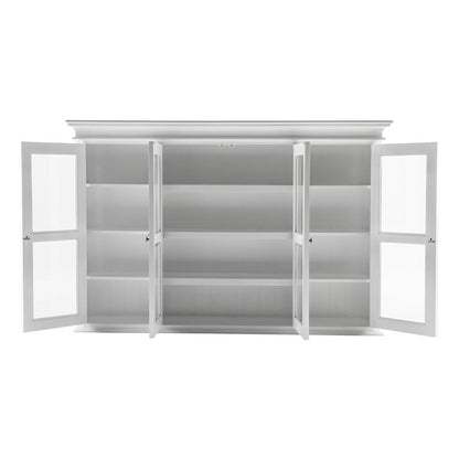Halifax Classic White Buffet Hutch Unit with 4 Glass Doors