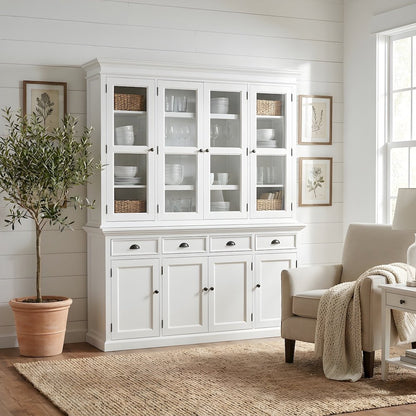Mahogany Dining Hutch with Bevelled Glass Doors, 4 Drawers and Buffet Cabinet