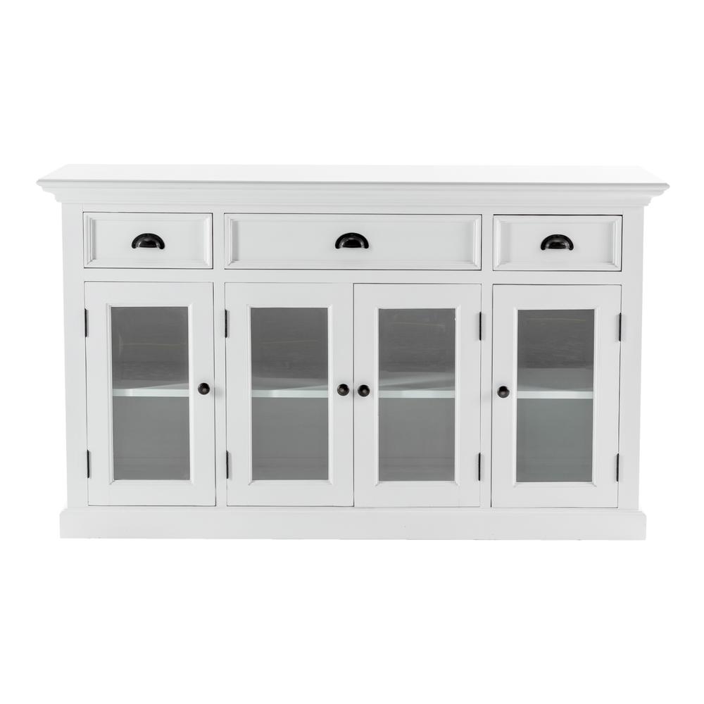 Classic White Buffet with Glass Doors and Drawers, Belen Kox