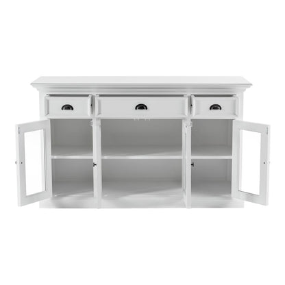 Classic White Buffet with Glass Doors and Drawers, Belen Kox