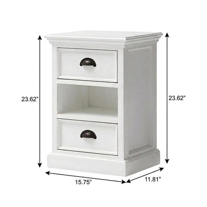 Mahogany Rattan Storage Cabinet with Drawers and Open Shelf Bedside Organizer