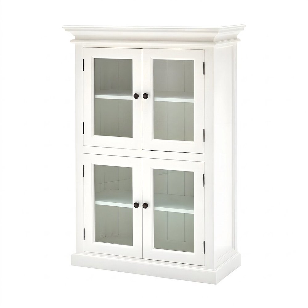 Mahogany Pantry Cabinet with Bevelled Glass Doors and Antique Brass Hardware