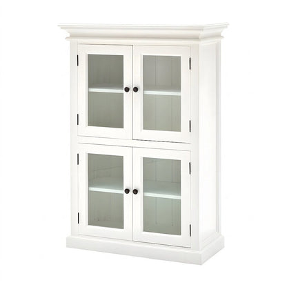 Mahogany Pantry Cabinet with Bevelled Glass Doors and Antique Brass Hardware