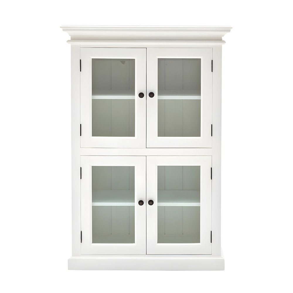 Mahogany Pantry Cabinet with Bevelled Glass Doors and Antique Brass Hardware