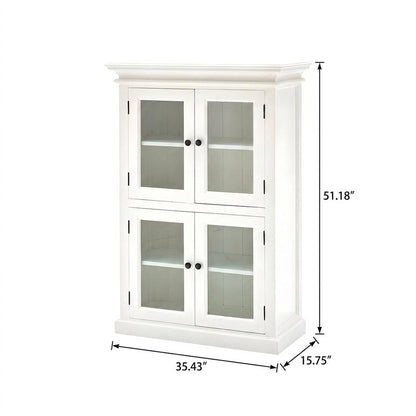 Mahogany Pantry Cabinet with Bevelled Glass Doors and Antique Brass Hardware