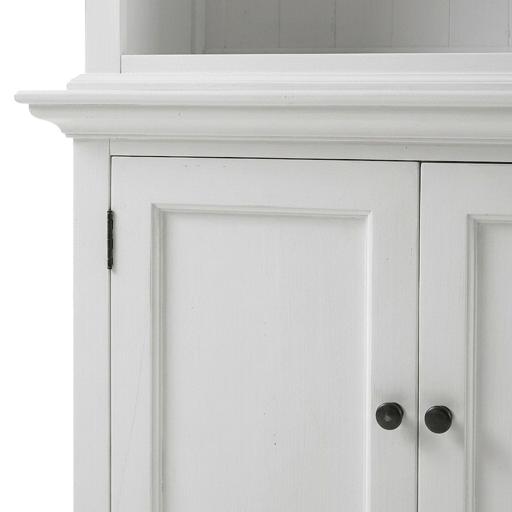 Mahogany Double-Bay Storage Hutch with Adjustable Shelves and Brass Hardware
