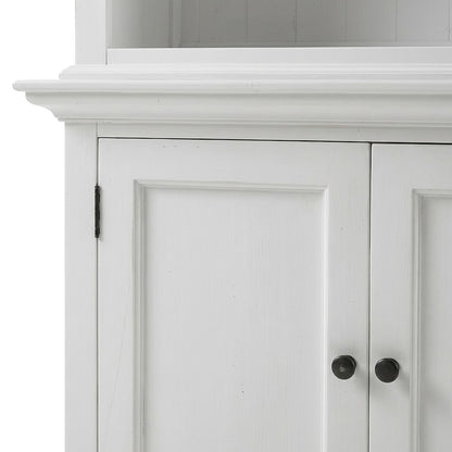 Mahogany Double-Bay Storage Hutch with Adjustable Shelves and Brass Hardware