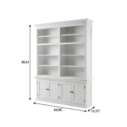 Mahogany Double-Bay Storage Hutch with Adjustable Shelves and Brass Hardware