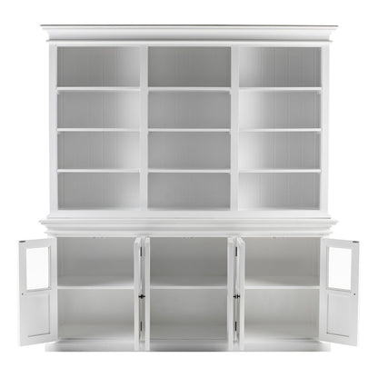 Halifax Hutch Unit with 6 Glass Doors, Classic White