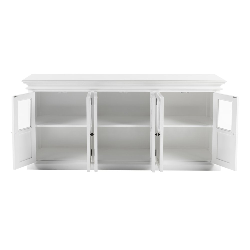 Halifax Hutch Unit with 6 Glass Doors, Classic White
