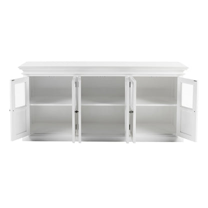 Halifax Hutch Unit with 6 Glass Doors, Classic White