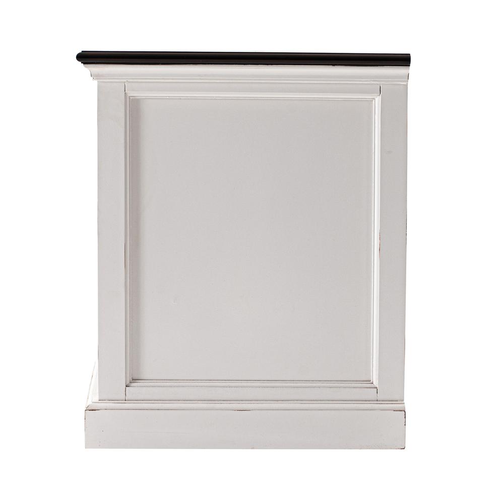 Distressed White and Deep Brown Bedside Storage Table, Belen Kox