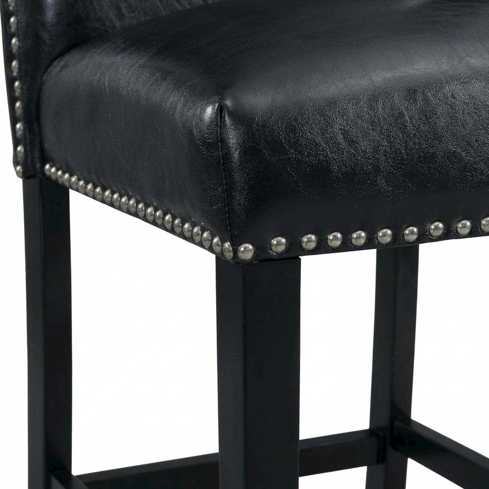 Upholstered Counter Height Side Chair, Transitional Accent Chair,Black, Set of 2