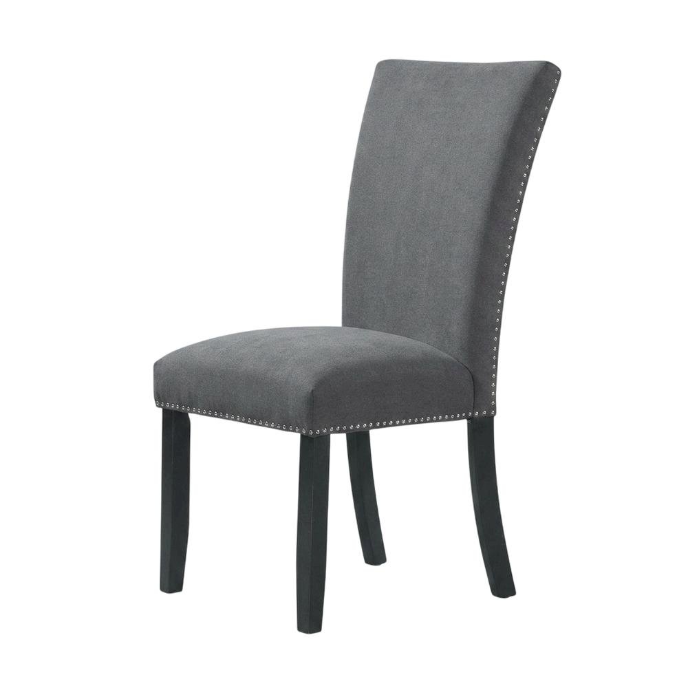 Upholstered Side Chair, Polyester Accent Chair for Dining Room,Gray, Set of 2