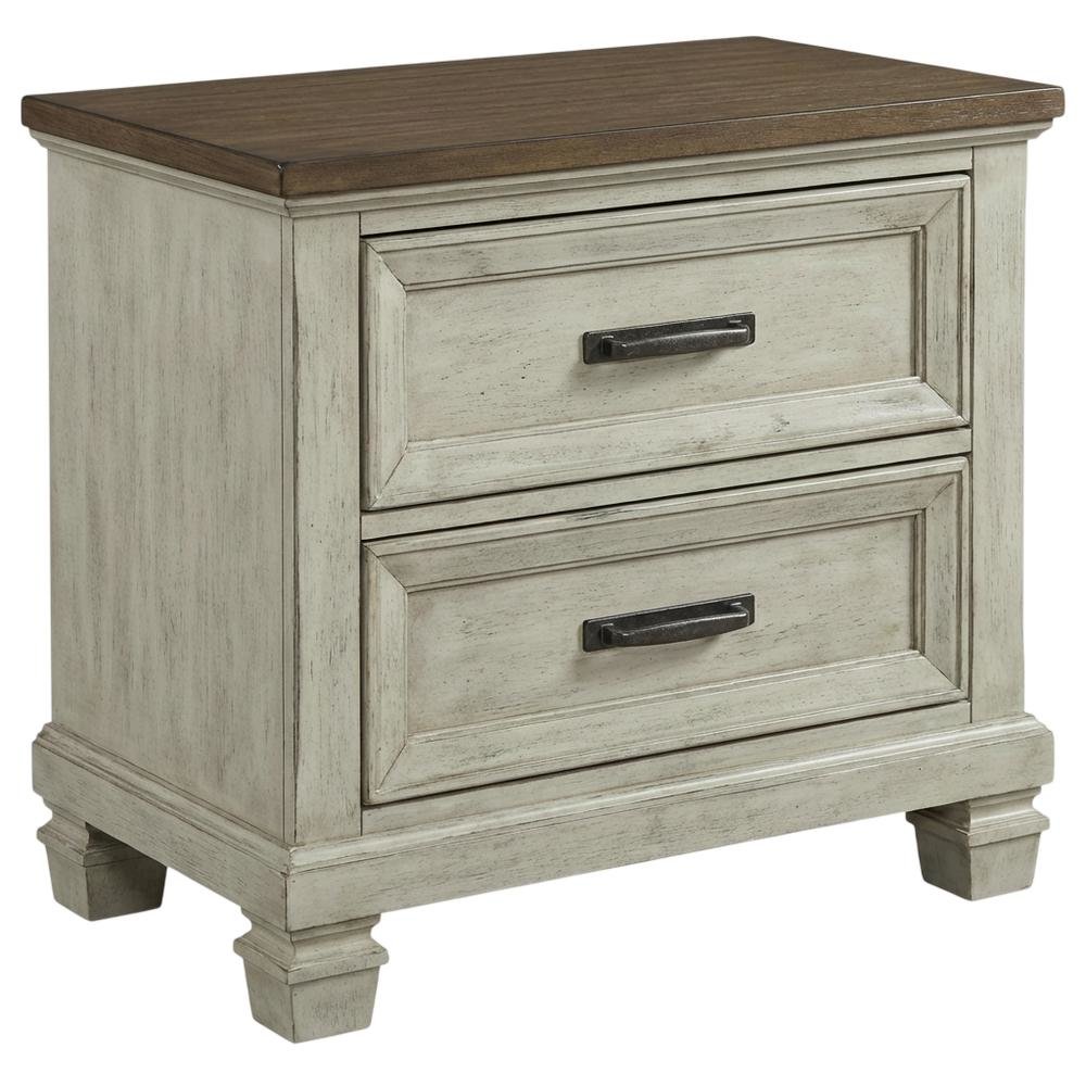 Medium Brown Nightstand with Usb and Farmhouse Style