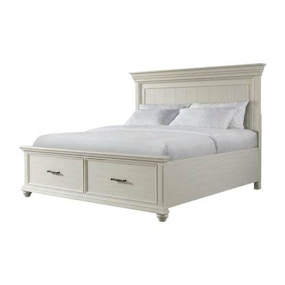 King Platform Storage Bed with Drawers, Traditional Wood Bed Frame,White