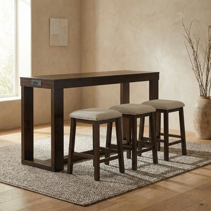 Solid Wood Square Pub Table, Stools Traditional Counter Height Bar Table