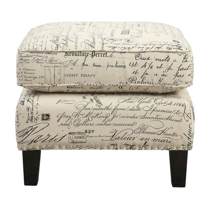 Upholstered Script Ottoman, Traditional Accent Footstool for Living Room,Brown